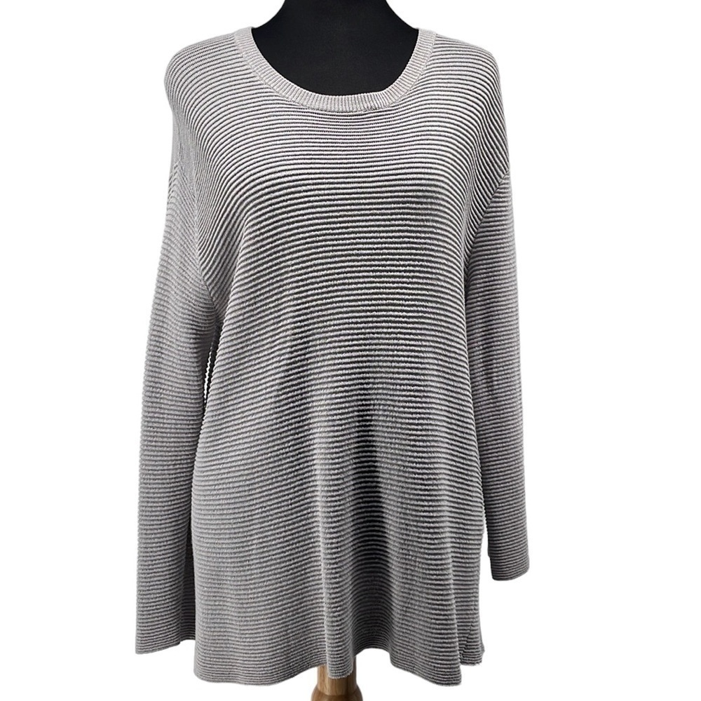 SAMSOE samsoe grey light weight sweater polyamide viscose minimalist sz m